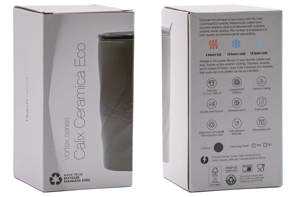 Çevre Dostu İçi Seramik Dışı Çelik Termos Bardak 400 mL - CABRIA ECO CERAMICA 14 CALIX CERAMICA ECO BOX 25