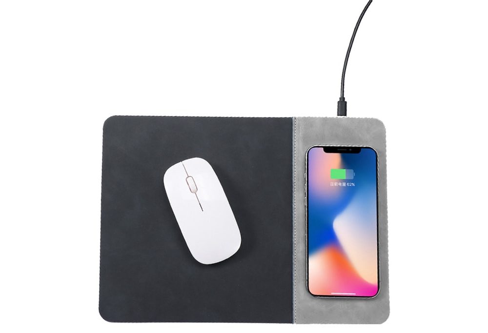 15W Kablosuz Hızlı Şarj Özellikli Deri Mouse Pad - VALERI